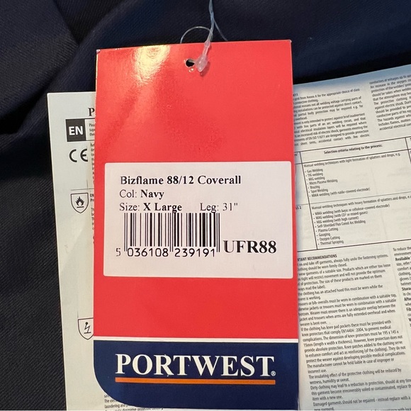 Portwest UFR88, Bizflame 88/12 Flame Resistant Coveralls, XL - Picture 9 of 16